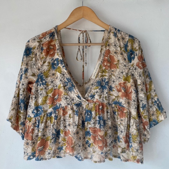 Saltwater LUXE S Floral Peplum Blouse Top - Picture 3 of 10